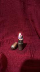 1920-1930 ( NADİR ) ANTİKA PİRİNÇ LUTENYA DAMGALI  BENZİNLİ ÇAKMAK