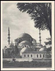 Eski İstanbul Camii Temalı siyah beyaz kartpostal Tasvir neşriyat