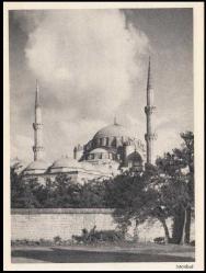 Eski İstanbul Camii Temalı siyah beyaz kartpostal Tasvir neşriyat-2