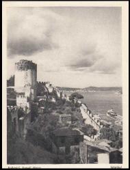 Eski İstanbul Rumeli Hisarı siyah beyaz kartpostal Tasvir neşriyat