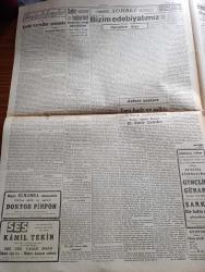 Cumhuriyet Gazetesi - 5 Mart 1943 - Sulha dair yazan Yunus Nadi Abalıoğlu Başmakale - Donetz kesiminde sovyetlerin 3. Zırhlı ordusu çember içine alındı - Alman kıtaları mühimmatının muhafaza olduğu yerler fotoğraf - piyade erlerine el bombası dağıtılıyor fotoğraf - Şark cephesinde son durumu gösterir harita - Cenup Pasifik'te Büyük bir savaş neticelendi - bir Japon gemi kafilesine hava taarruzu esnasında fotoğraf - Bulgar başvekili profesör Filof Türkiye'nin kati bitaraflığına emin - bir İngiliz denizaltısı Cenova'da deniz tezgahlarını top ateşine tuttu - Londra sığınaklarında bir facia - Türk filozofu Mustafa Şekip Tunç jübilesi fotoğraf - Almanlar Londra İngilizler Hamburg çevrelerini bombaladılar - müttefik tayyarelerin Mihver memleketlerine attıkları ağır bombalar fotoğraf - Doktor pinpon filmi elhamra sinemasında - Kamil Tekin esrarlı hayal oyunları ses tiyatrosunda - bizim edebiyatımız yazan Nurullah Ataç - Toros çocuğu yazan M. Şevket Yazman Yazı Dizisi - unutulan Varlık vergisi