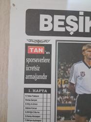 Beşiktaş poster 1990 1991 RIZA ÇALIMBAY ENGİN İPEKOĞLU RECEP ÇETİN GÖKHAN KESKİN METİN TEKİN FEYYAZ UÇAR ŞIFO MEHMET KADIR AKBULUT  WALSH  ZEKİ   ULVİ DOKSANLAR KOLEKSİYON- Tan gazete eki lig fikstürü