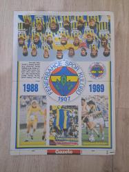 FENERBAHÇE 1989 1990 ŞAMPİYONU KARTONET POSTER NADİR KOLEKSİYONLUK ÜRÜN TONİ SCHUMACHER OĞUZ ÇETİN AYKUT KOCAMAN İSMAİL KARTAL RIDVAN DİLMEN HASAN VEZİR TURHAN SOFUOĞLU , MÜJDAT YETKİNER