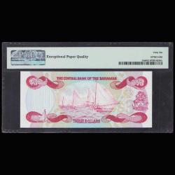 Bahamalar 3 dolar 1974 Çil PMG 66 EPQ Kraliçe Elizabeth