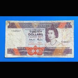 Solomon Adaları 20 dolar 1981 Kraliçe Elizabeth temiz A/1 ilk prefix, büyük küpür az çıkar