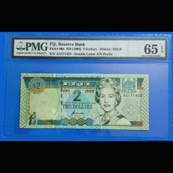 Fiji 2 dolar 1996 Çil PMG 65 EPQ Kraliçe Elizabeth