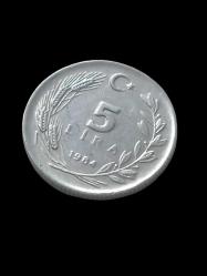 1985 Cumhuriyet Dönemi  5 Lira Madeni Koleksiyon Para Hobi Hediye Antika Darpane Numusmatik