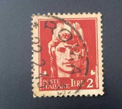 İtalya Pulu - Italy Stamp -  Postadan Geçmiş Pul Filateli - DAMGALI -Jül Sezar'ın Heykeli Temalı Pul, 2 PARA - YABANCI PULLAR -NOSTALJİK DOĞUM GÜNÜ HEDİYESİ