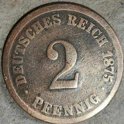 ALMANYA 1875 D  2 PFENNIG