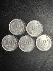 1984 MADENİ 10 TÜRK LİRASI 5 ADET  ÇİL  TCM 3054