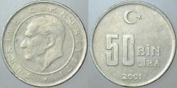 TÜRKİYE CUMHURİYETİ 50 BİN LİRA 2001.