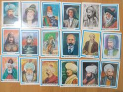 OCAK YAYINLARI / Türk Büyükleri 18 Adet KARTPOSTAL ( AHMET YESEVİ, OĞUZHAN,BİRUNİ, YUNUS EMRE, MEVLANA, AHİ EVRAN.. )