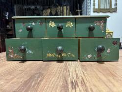 VİNTAGE AHŞAP EL YAPIMI 6 ÇEKMECELİ TAKI AKSESUAR  VEYA DİKİŞ NAKIŞ KUTUSU