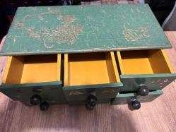 VİNTAGE AHŞAP EL YAPIMI 6 ÇEKMECELİ TAKI AKSESUAR  VEYA DİKİŞ NAKIŞ KUTUSU