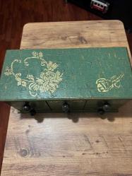 VİNTAGE AHŞAP EL YAPIMI 6 ÇEKMECELİ TAKI AKSESUAR  VEYA DİKİŞ NAKIŞ KUTUSU