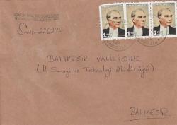 GÖNEN MAL MÜDÜRLÜĞÜ ANTETLİ ŞEHİR İÇİ GÖNDERİLMİŞ ATA RESMİ PULLU ZARF (HALİYLE)