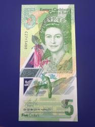 Doğu Karayipler 5 Dolar. Çil. Polimer