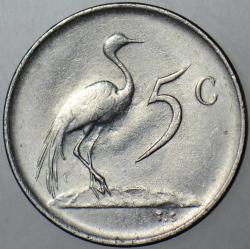 GÜNEY AFRİKA CUMHURİYETİ 5 CENT 1976 SİRKÜLASYON HATIRA. ÇİLALTI