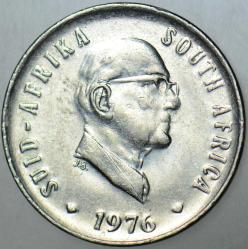 GÜNEY AFRİKA CUMHURİYETİ 5 CENT 1976 SİRKÜLASYON HATIRA. ÇİLALTI