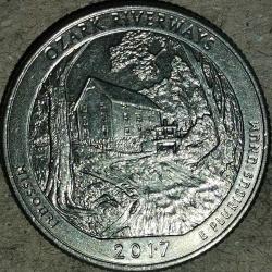 AMERİKA   2017 D     25 CENT    ÇEYREK DOLAR HATIRA  GREAT OZARK RIVERWAYS