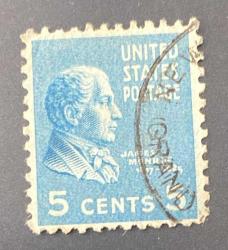 Amerika Birleşik Devletleri Pulu - Unıted States Stamp - Postadan Geçmiş Pul Filateli - Damgalı - JAMES MONROE TEMALI PUL , 5 PARA  - YABANCI PULLAR, NOSTALJİK DOĞUM GÜNÜ HEDİYESİ