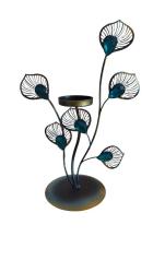 vintage tavus kuşu model metal taşlı mumluk & 26 cm