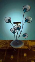 vintage tavus kuşu model metal taşlı mumluk & 26 cm