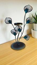 vintage tavus kuşu model metal taşlı mumluk & 26 cm