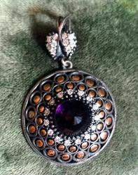 AMETİST ZİRKON TAŞLI GÜMÜŞ KOLYE UCU