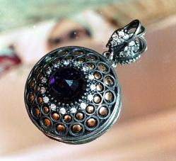 AMETİST ZİRKON TAŞLI GÜMÜŞ KOLYE UCU