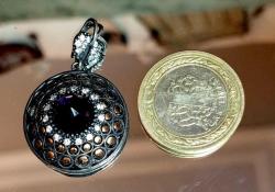 AMETİST ZİRKON TAŞLI GÜMÜŞ KOLYE UCU