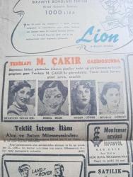 Cumhuriyet Gazetesi - 15 Temmuz 1950 - milli müdafaamız ve Türk donanması yazan Abidin Daver Başmakale - meclis dün af kanununu kabul etti - Celal Bayar bu sabah İstanbul'a geliyor - Nazım Hikmet de affedildi fotoğraf - cumhurbaşkanı Celal Bayar Dün İzmir'de Gaziantep muhribine binerken fotoğraf - 15 Mayıs 1950'den önce işlenen suçlar affedildi - İstanbul'daki Amerikan konsolosunun tamimi - Bebek sergisini 15 günde 100 bin kişi gezdi - Fatih Sultan Mehmet'in türbesi Dün açıldı fotoğraf - Kore'de savaş şiddetlendi - donanmamızın dün ve dün geceki tatbikatı - Şeker Bayramı yazan A. Adnan Adıvar - Sadrazam Tevfik Paşa - akbank'ın İstanbul şubesi açıldı - Türkiye güzellik kraliçesi müsabakası İclal Kural fotoğraf - büyük işlere doğru yazan Burhan Felek - Ankara'da Dün yapılan güreşler -  Üç Silahşörler yazan Alexandre Dumas - İstanbul Ankara Radyosu Programı - Müzeyyen Senar Işıl Zehra Bilir Suzan Güven Mualla Gökçay Yenikapı M. Çakır Gazinosunda - Montemar Revüsü Açık Hava Tiyatrosunda