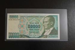 7.EMİSYON NADİR A SERİSİ 50.000 LİRA ÇİL KONDİSYONDA