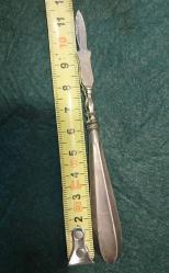 Tıp Aleti, Cerrah Aleti, Osmanlı Dönemi 800 Ayar Gümüş Damgalı Bistürü 11,5 cm. 14 gram.