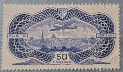 1936 Fransa Hava  Postası Pulu 50 Fr Değerli Pul, Damgalı (Stampworld Katalog Değeri 14000 ₺)