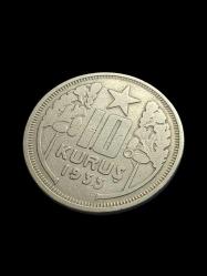 1938 10 Kuruş Madeni Koleksiyon Türk Lirası Hobi Antika Nümismatik