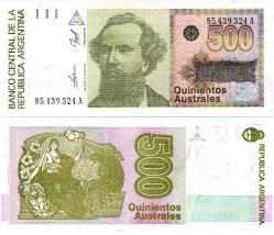 P#328b Arjantin 500 Australes 1990 ÇİL (85...324A)