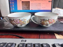 Vintage 1970 ler Kütahya Porselen damgalı işlemeli  2 adet fincan