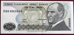 Türkiye Cumhuriyeti 7. Emisyon 2. Tertip  D90 685698 10  Lira SERİ SONU  ÇİL