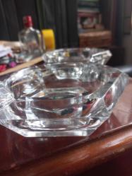 Kristal ağır kesme puro  kültablası ikili derinlik 4 cm çap 17 cm kalınlık 2,5 cm