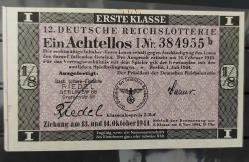 1944 Nazi Almanyası Piyango bileti- nadir