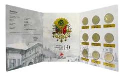 OSMANLI PADİŞAHLAR SERİSİ 1-9  LU BİMETAL HATIRA PARA SETİ T.C. DARPHANESİ PORTFÖYÜNDE-SERTİFİKALI