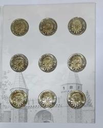 OSMANLI PADİŞAHLAR SERİSİ 1-9  LU BİMETAL HATIRA PARA SETİ T.C. DARPHANESİ PORTFÖYÜNDE-SERTİFİKALI