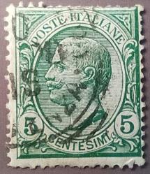 1906 İtalya Pulu -  Kral Victor Emmanuel III Serisi - 5 Centesimi