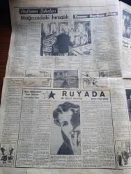 Cumhuriyet Pazar Gazetesi - 13 Temmuz 1953 - katmerli  teşekkür yazan Doğan Nadi - Ali Ulvi renkli karikatür - soğuk harbin gizli dosyalarından - Rusların kurdukları bir deniz casusluk şebekesi ortaya çıktı fotoğraf - Balzac'ın alacaklıdan kaçtığı gizli kapı yazan Kazım Kip - haftanın şakaları yazan Burhan Felek - bir İngiliz hikayesi rüyada Yazan Durban Finney - 3 boyutlu filmin yeni yıldızı Rossana Podesta fotoğraf - Türk Alman film işbirliği - Rejisör Münir Hayri Egeli Bavarya stüdyolarında yeni Alman film dünyasını yıldızlarından Margit Saad ve Germaine Damarr'la beraber Fotoğraf - Clark Gable'in  yirmi üç senesi fotoğraf - Avrupa'nın Hollywood'ında yazan Feyyaz Tokar - ağlamaktan hoşlanan bir artist Anna Ferrero fotoğraf - Ev Kadın Moda - boş vaktinizi hoş geçirmek için - zihin sporları - ikinci Dünya harbinin en faal kadın casusu Magda ve maceraları - bu kız da bir gün kraliçe olacak Danimarkalı prenses Margarethe fotoğraf - İster İnan İster İnanma çizen Ripley - Kamiya kabilesi