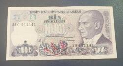 7 Emisyon J 10 441144 Seri 1000 Lira Çil altı
