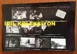 VAKKO'NUN KURUCUSU VİTALİ HAKKO'NUN ORİJİNAL AJANS-BASIN FOTOĞRAFI  - 18 x 12 cm EBADINDA - VİTALİ HAKKO, HALKA İLİŞKİLER MÜDÜRÜ DENİZ ADANALI'YLA BİRLİKTE KAPALI DEVREDEN MAĞAZAYI İZLERKEN ÇEKİLMİŞ 9 FARKLI KÜÇÜK KARE TEK FOTOĞRAFTA. HER BİR KARE 4 x 3 cm EBADINDA MİNİ BOYDADIR