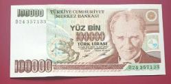 7 Emisyon D 24 Seri 100 Bin Lira Çil altı