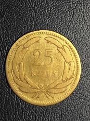 1951  YILINA AİT MADENİ 25 KURUŞ ÇÇT ( PİRİNÇ )   TCM 4039