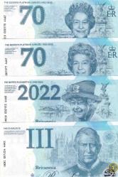 İngiltere, Kraliçe II. Elizabeth/Britannia Pound Anma (Fantezi) Banknotu 2022. (4 Parçalık Set)